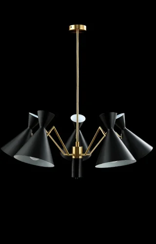 Люстра на штанге JOVEN SP5 GOLD/BLACK Crystal Lux прозрачная на 5 ламп, основание золотое в стиле современный лофт фото 3