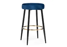Барный стул dark blue 15066 Woodville, синий/велюр, ножки/металл/чёрный, размеры - ****420*420