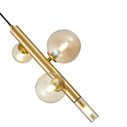 Светильник подвесной Cielo SL1509.203.04 ST-Luce янтарный 4 лампы, основание золотое в стиле современный шар фото 3