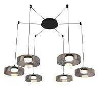 Люстра подвесная LED Platta 4490-6P Favourite серая чёрная на 1 лампу, основание чёрное в стиле современный 