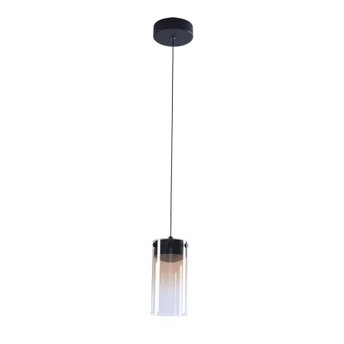 Светильник подвесной LED Lanterna A3606SP-7BK Arte Lamp прозрачный янтарный на 1 лампу, основание чёрное в стиле современный 
