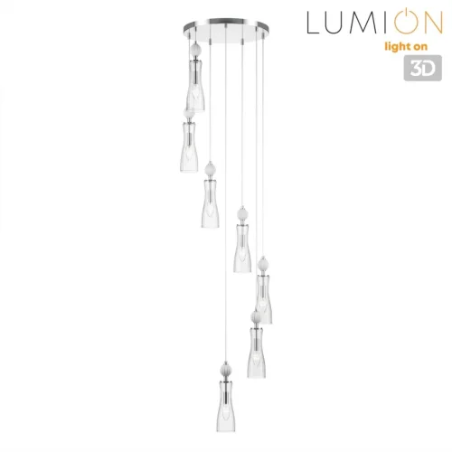Люстра каскадная Emily 8268/7A Lumion прозрачная на 7 ламп, основание хром в стиле классический фото 3