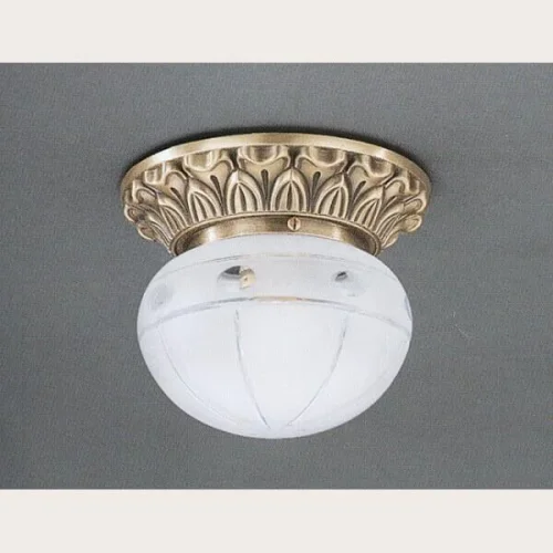 Светильник потолочный PL 7714/1 Reccagni Angelo белый на 1 лампу, основание античное бронза в стиле классический  Светильник потолочный PL 7714/1 Reccagni Angelo белый на 1 лампу, основание античное бронза в стиле классический