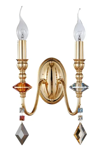 Бра MERCEDES AP2 GOLD/COLOR Crystal Lux разноцветный без плафона на 2 лампы, основание золотое в стиле классический флористика 