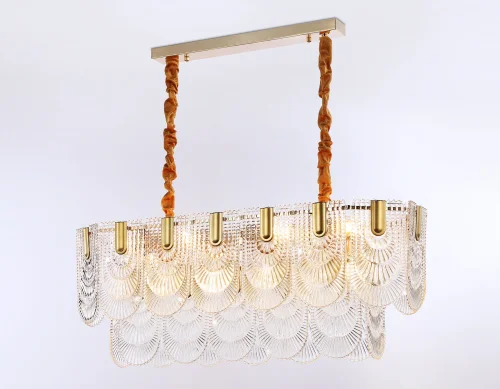 Люстра подвесная TR5389 Ambrella light прозрачная на 12 ламп, основание золотое в стиле классический современный  фото 6