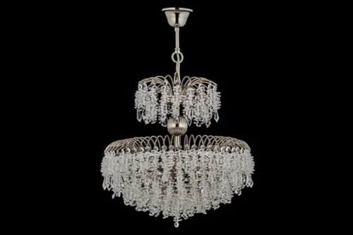 Люстра подвесная хрустальная Bronte E 1.5.40.106 N Arti Lampadari прозрачная на 5 ламп, основание никель в стиле классический арт-деко каскад фото 2