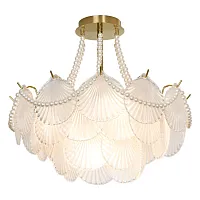 Люстра потолочная Hesperia LSP-8835 Lussole белая на 6 ламп, основание золотое в стиле модерн 