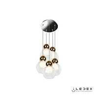 Светильник подвесной LED Blossom C4476-5R GL iLedex прозрачный золотой 1 лампа, основание хром в стиле современный хай-тек каскад шар