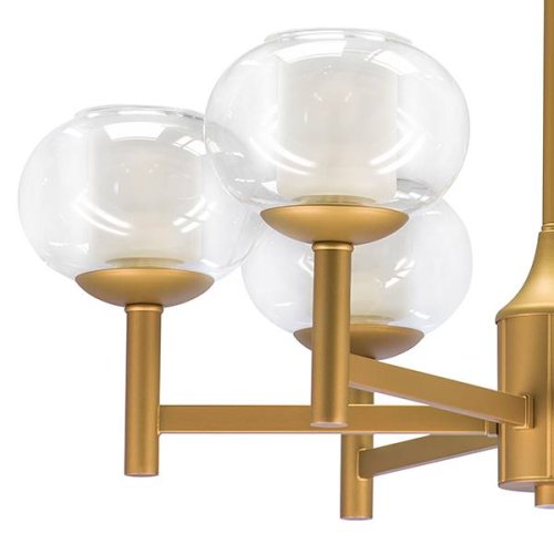 Люстра подвесная Fiamma 730063 Lightstar белая прозрачная на 6 ламп, основание матовое золото золотое в стиле современный арт-деко шар фото 3
