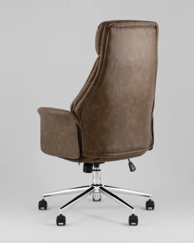 Кресло офисное TopChairs Neoma, коричневый, экокожа, ткань УТ000041771 Stool Group, /, ножки//, размеры - ***** фото 7