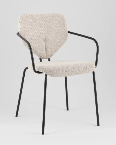 Стул обеденный Masey с подлокотниками, бежевый УТ000039585 Stool Group, бежевый/рогожка, ножки/металл/чёрный, размеры - *****