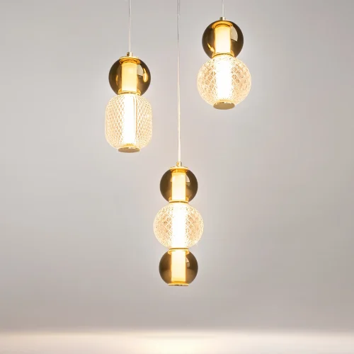 Светильник подвесной LED Drop MOD273PL-L33G3K Maytoni серый янтарный на 3 лампы, основание золотое в стиле современный каскад фото 8