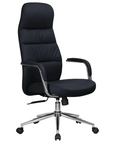 Офисное кресло для руководителей DOBRIN NERO (черный (RXT051-21)) цвет сиденья черный (RXT051-21), цвет основания хромированная сталь Dobrin, чёрный/экокожа, ножки/металл/, размеры - 1200*1285**** фото 2