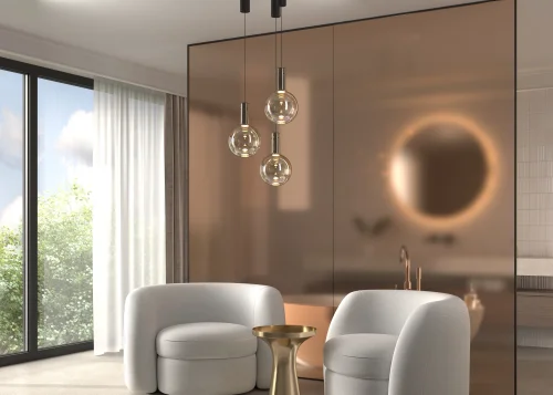 Светильник подвесной LED Nebula MOD182PL-L6CG3K Maytoni прозрачный на 1 лампу, основание чёрное в стиле современный фото 12