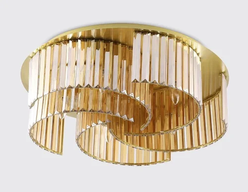 Люстра потолочная TR5207 Ambrella light янтарная на 6 ламп, основание золотое в стиле современный  фото 5