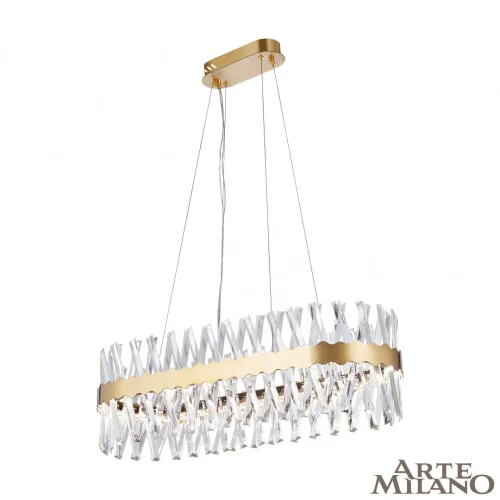 Люстра подвесная LED с пультом AM-Venezia 311096/L800 BS Arte Milano прозрачная на 1 лампу, основание латунь в стиле современный с пультом