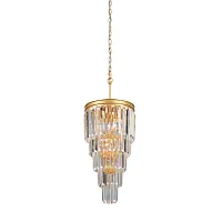 Люстра подвесная V5154-8/7 Vitaluce прозрачная на 7 ламп, основание золотое в стиле современный классический 