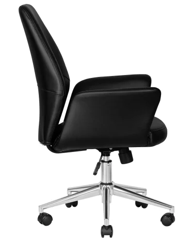 Офисное кресло для руководителя 125B-LMR SAMUEL, цвет черный Dobrin, чёрный/экокожа, ножки/металл/хром, размеры - 960*1060***640*650 фото 3