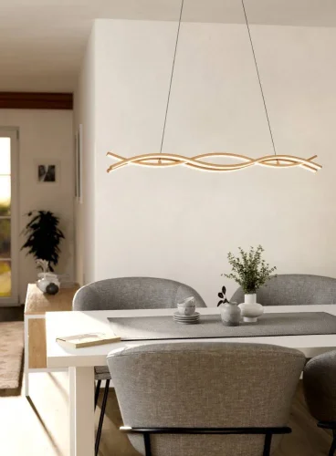 Светильник подвесной LED Lasana 901106 Eglo бежевый коричневый на 1 лампу, основание коричневое бежевое в стиле современный хай-тек линейный фото 2