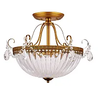 Люстра потолочная Schelenberg A4410PL-3SR Arte Lamp прозрачная на 3 лампы, основание матовое латунь в стиле классический кантри 
