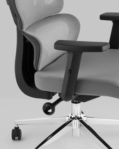 Кресло офисное TopChairs Techno серый УТ000037111 Stool Group, серый/ткань, ножки/металл/хром, размеры - 520*1240***680*690 фото 6