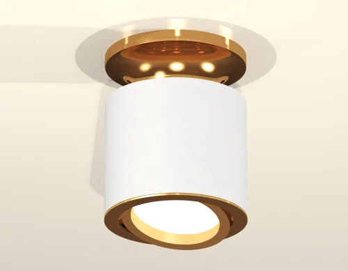 Светильник накладной XS7401120 Ambrella light белый 1 лампа, основание золотое в стиле хай-тек современный круглый фото 2