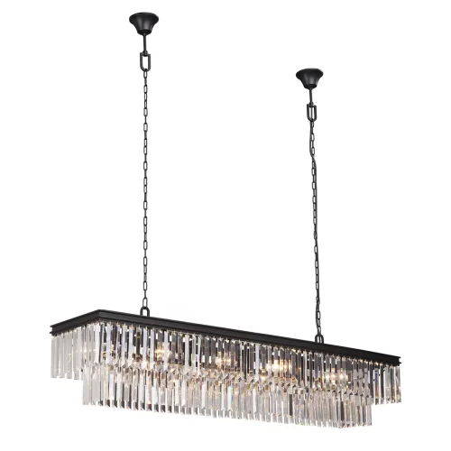 Люстра подвесная V5146-1/15 Vitaluce прозрачная на 15 ламп, основание чёрное в стиле современный классический Люстра подвесная V5146-1/15 Vitaluce прозрачная на 15 ламп, основание чёрное в стиле современный классический