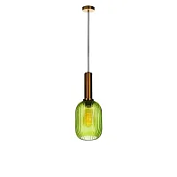 Светильник подвесной Iris 2072-A+BR LOFT IT зелёный на 1 лампу, основание медь в стиле лофт выдувное