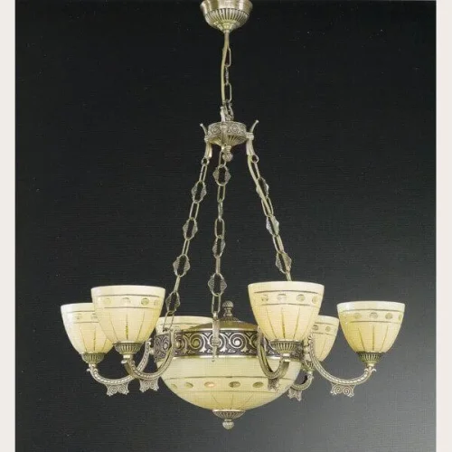 Люстра подвесная  L 7054/6+2 Reccagni Angelo бежевая на 8 ламп, основание античное бронза в стиле классический 