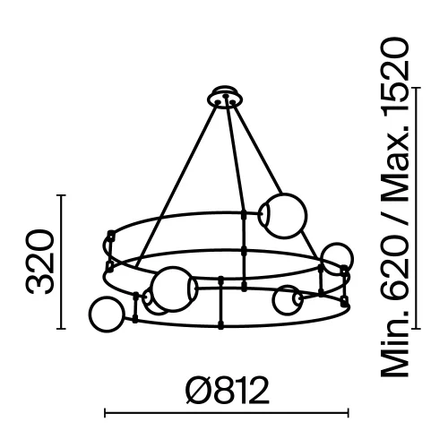 Светильник подвесной Balance MOD317PL-06B Maytoni белый 6 ламп, основание чёрное в стиле современный шар фото 4