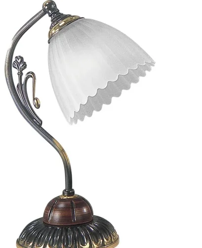 Настольная лампа P 2510 Reccagni Angelo белая 1 лампа, основание бронзовое коричневое латунь дерево металл в стиле классический  фото 2