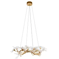 Люстра подвесная LED Voa 10378/800 LOFT IT прозрачная на 16 ламп, основание античное бронза в стиле современный флористика арт-деко птички ветви