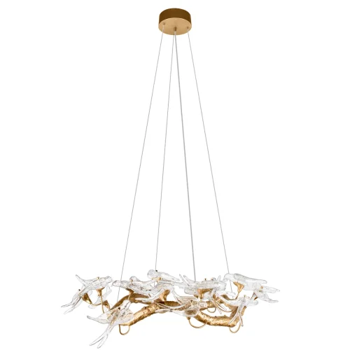 Люстра подвесная LED Voa 10378/800 LOFT IT прозрачная на 16 ламп, основание античное бронза в стиле современный флористика арт-деко птички ветви