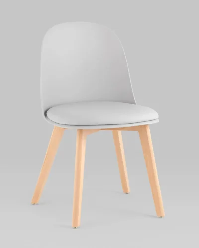 Стул Fog с подушкой светло-серый, деревянные ножки УТ000036896 Stool Group, серый/экокожа, ножки/пластик/коричневый бежевый, размеры - *800***500*450