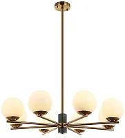 Люстра на штанге Sharo 2150/05/08P Stilfort белая на 8 ламп, основание бронзовое в стиле современный шар