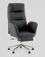 Кресло руководителя TopChairs Solid с оттоманкой, черный УТ000040808 Stool Group, чёрный/экокожа, ножки/металл/хром, размеры - 1200*1280****