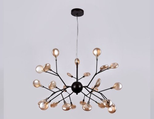 Люстра потолочная TR3013 Ambrella light янтарная на 27 ламп, основание коричневое в стиле современный ветви фото 3