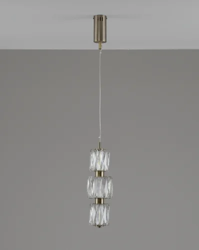 Светильник подвесной LED Prismique V11714-PL Moderli прозрачный на 1 лампу, основание латунь в стиле современный 