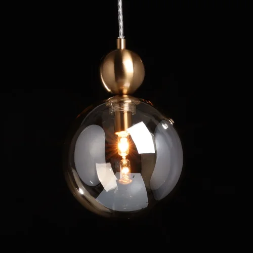 Светильник подвесной Крайс 657013601 DeMarkt янтарный 1 лампа, основание латунь в стиле хай-тек современный шар фото 4