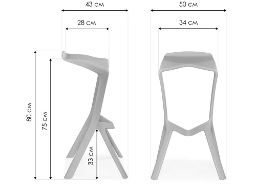 Барный стул Mega grey 15698 Woodville, /, ножки/пластик/серый, размеры - ****500*430 фото 7