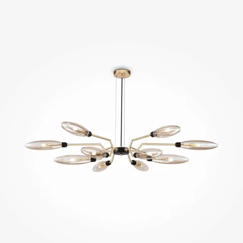 Люстра подвесная Ventura MOD012CL-12G Maytoni янтарная прозрачная на 12 ламп, основание матовое золото в стиле современный 