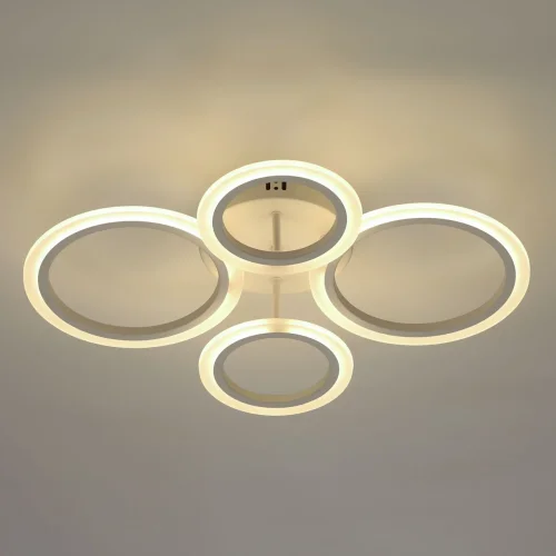 Люстра потолочная LED с пультом Мадлен 424013404 DeMarkt белая на 1 лампа, основание белое в стиле хай-тек с пультом кольца фото 3
