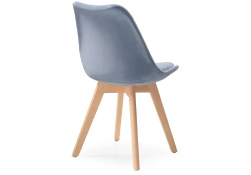Деревянный стул Bonuss blue / wood 15090 Woodville, голубой/велюр, ножки/массив бука дерево/натуральный, размеры - ****500*560 фото 4