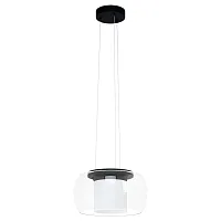Светильник подвесной LED Briaglia-C 99023 Eglo белый прозрачный на 1 лампу, основание чёрное в стиле хай-тек современный 