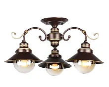Люстра потолочная Fontelo OML-50407-03 Omnilux прозрачная на 3 лампы, основание коричневое в стиле кантри 