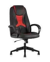 Кресло игровое TopChairs  ST-CYBER 8 RED  (Спинка и сиденье комбо ткань/экокожа, цвет черный/красный УТ000034843 Stool Group, красный/экокожа, ножки/металл/чёрный, размеры - ****655*770