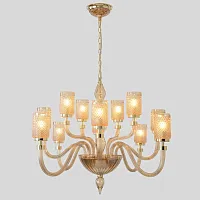Люстра подвесная SILVESTRO SP12 AMBER Crystal Lux золотая янтарная на 12 ламп, основание золотое янтарное в стиле классический 