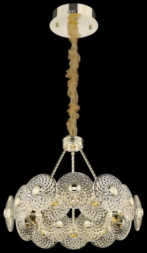 Люстра подвесная LED Pamela WE160.18.303 Wertmark прозрачная на 18 ламп, основание золотое в стиле современный 
