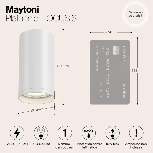 Светильник накладной Focus S C052CL-01W Maytoni белый на 1 лампу, основание белое в стиле современный хай-тек круглый фото 4