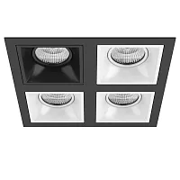 Светильник точечный Domino Quadro D54707060606 Lightstar чёрный белый 4 лампы, основание чёрное в стиле современный хай-тек 